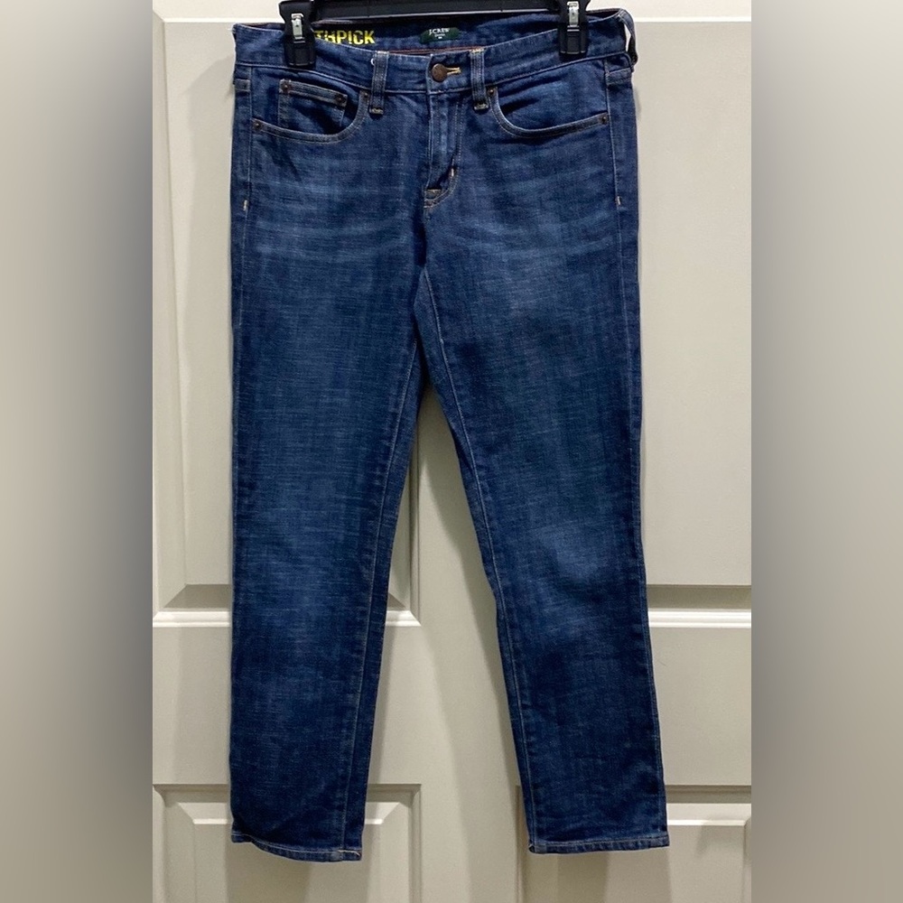J. Crew Stretch Toothpick Dark Wash Denim Blue Jeans Size 27